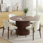 White Oak Round Dining Table with Roman Column Legs - 46 Inch for 4 People
