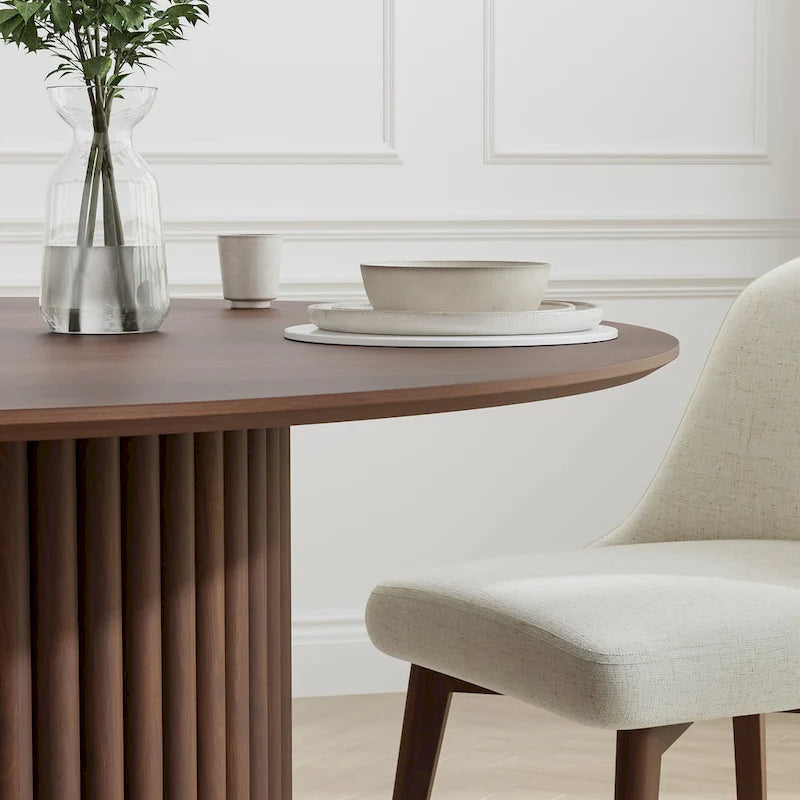 White Oak Round Dining Table with Roman Column Legs - 46 Inch for 4 People