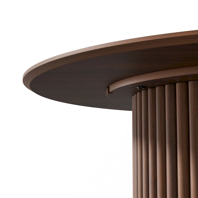 White Oak Round Dining Table with Roman Column Legs - 46 Inch for 4 People