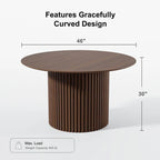 White Oak Round Dining Table with Roman Column Legs - 46 Inch for 4 People