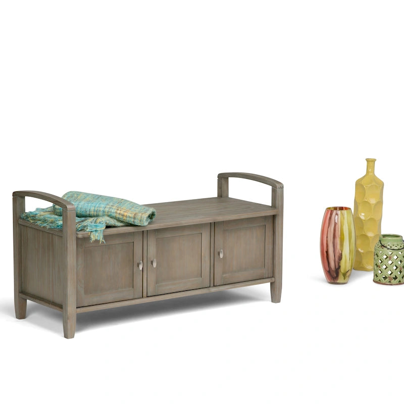 WYNDENHALL Norfolk Solid Wood 44-inch Wide Entryway Storage Bench - 44 Inches wide