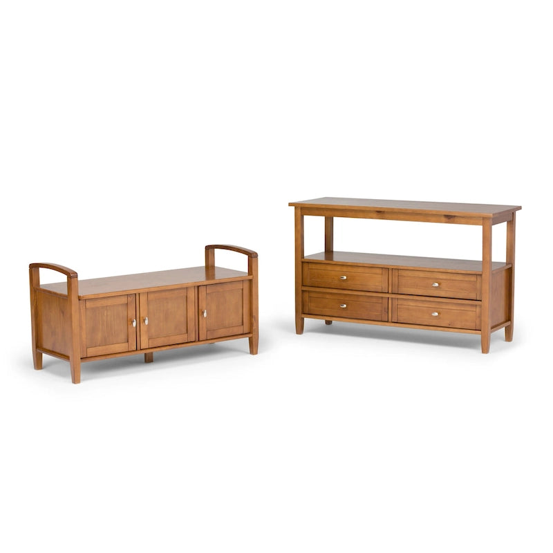WYNDENHALL Norfolk Solid Wood 44-inch Wide Entryway Storage Bench - 44 Inches wide