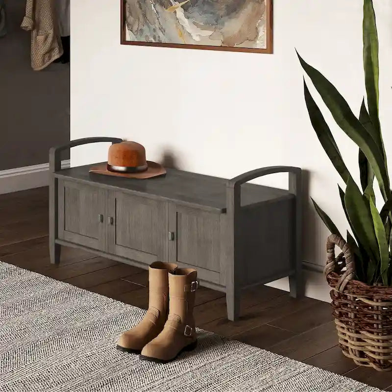WYNDENHALL Norfolk Solid Wood 44-inch Wide Entryway Storage Bench - 44 Inches wide