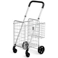 Folding Shopping Basket Rolling Trolley with Adjustable Handle