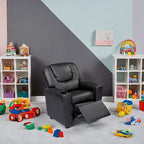 PVC Kids Recliner Chair with Push-Back Reclining Function, Cup Holder, and Comfortable Footres