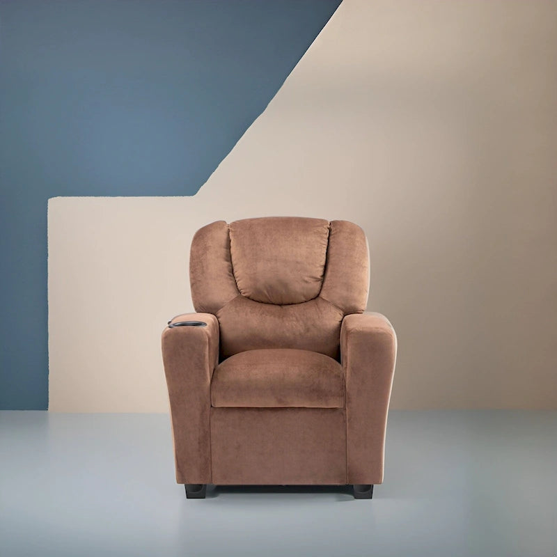 PVC Kids Recliner Chair with Push-Back Reclining Function, Cup Holder, and Comfortable Footres