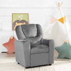 PVC Kids Recliner Chair with Push-Back Reclining Function, Cup Holder, and Comfortable Footres