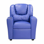 PVC Kids Recliner Chair with Push-Back Reclining Function, Cup Holder, and Comfortable Footres