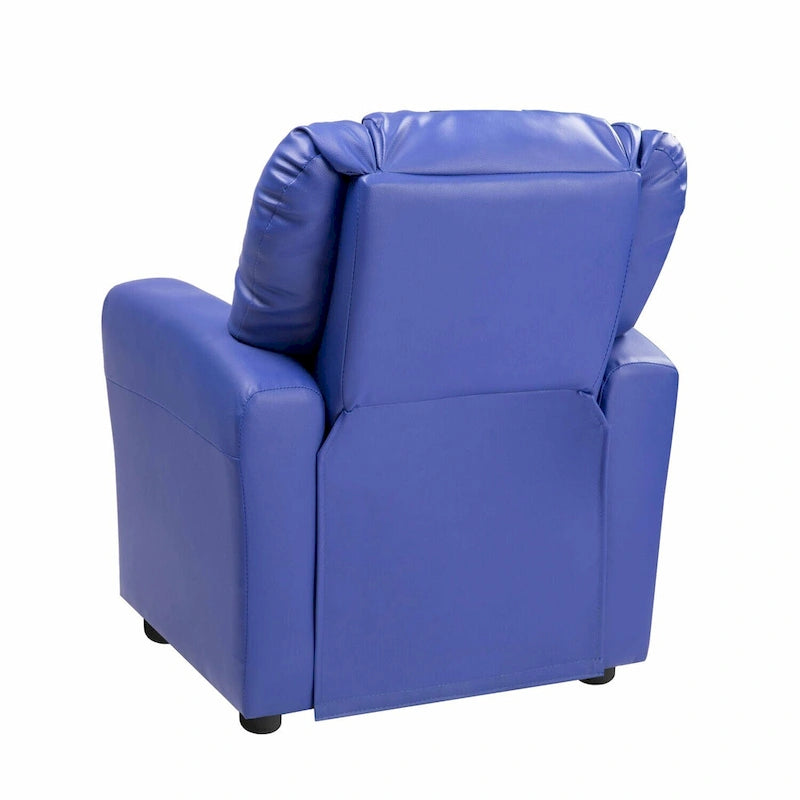 PVC Kids Recliner Chair with Push-Back Reclining Function, Cup Holder, and Comfortable Footres