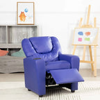 PVC Kids Recliner Chair with Push-Back Reclining Function, Cup Holder, and Comfortable Footres