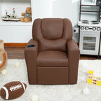 PVC Kids Recliner Chair with Push-Back Reclining Function, Cup Holder, and Comfortable Footres