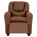 PVC Kids Recliner Chair with Push-Back Reclining Function, Cup Holder, and Comfortable Footres
