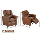 PVC Kids Recliner Chair with Push-Back Reclining Function, Cup Holder, and Comfortable Footres