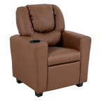 PVC Kids Recliner Chair with Push-Back Reclining Function, Cup Holder, and Comfortable Footres