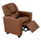 PVC Kids Recliner Chair with Push-Back Reclining Function, Cup Holder, and Comfortable Footres