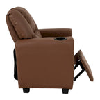 PVC Kids Recliner Chair with Push-Back Reclining Function, Cup Holder, and Comfortable Footres