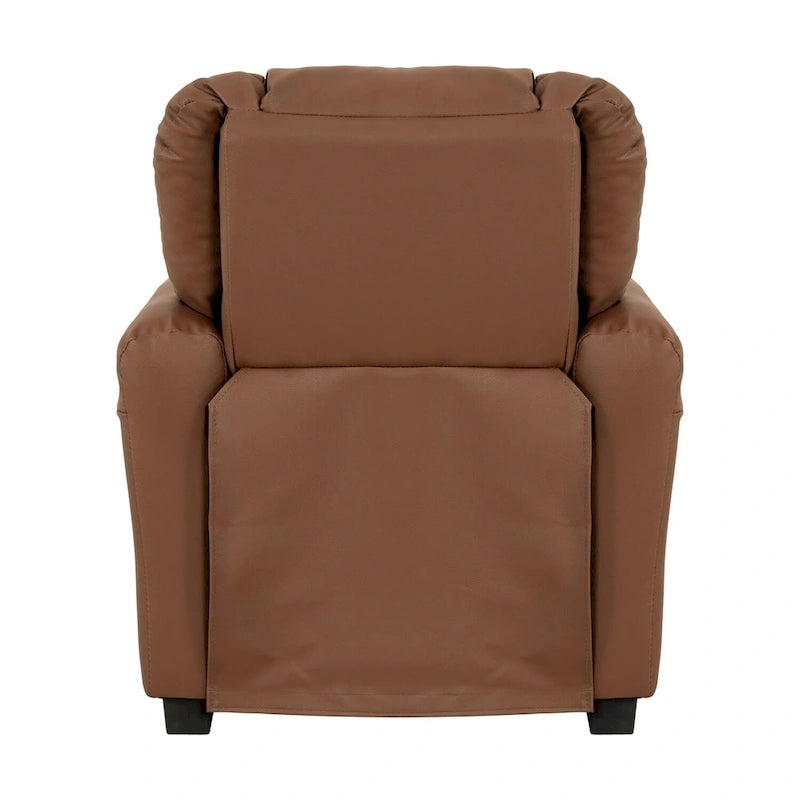 PVC Kids Recliner Chair with Push-Back Reclining Function, Cup Holder, and Comfortable Footres