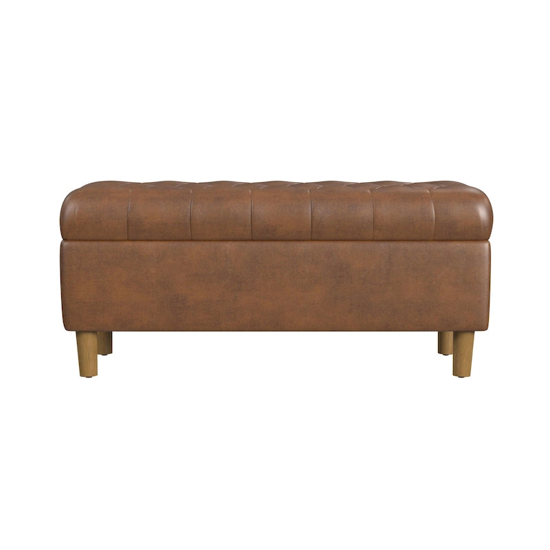 HomePop Button Tufted Top Storage Bench with Wood Legs