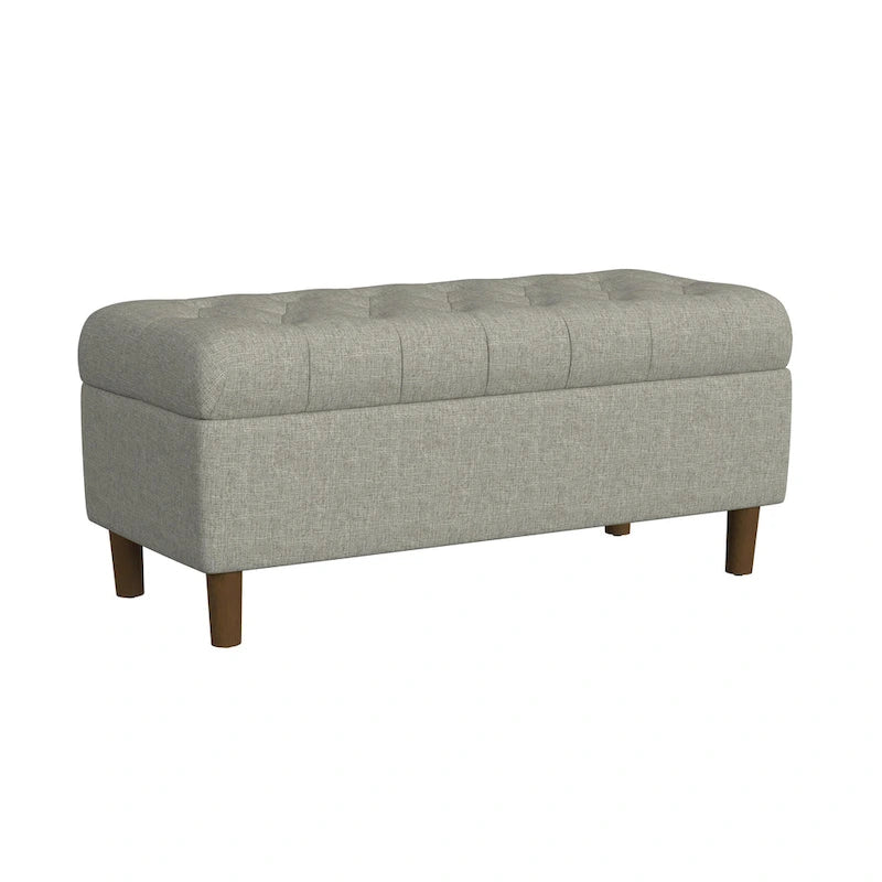 HomePop Button Tufted Top Storage Bench with Wood Legs