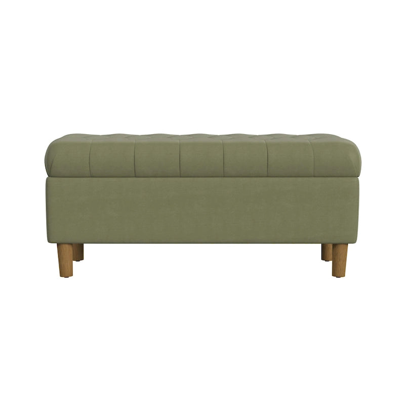 HomePop Button Tufted Top Storage Bench with Wood Legs
