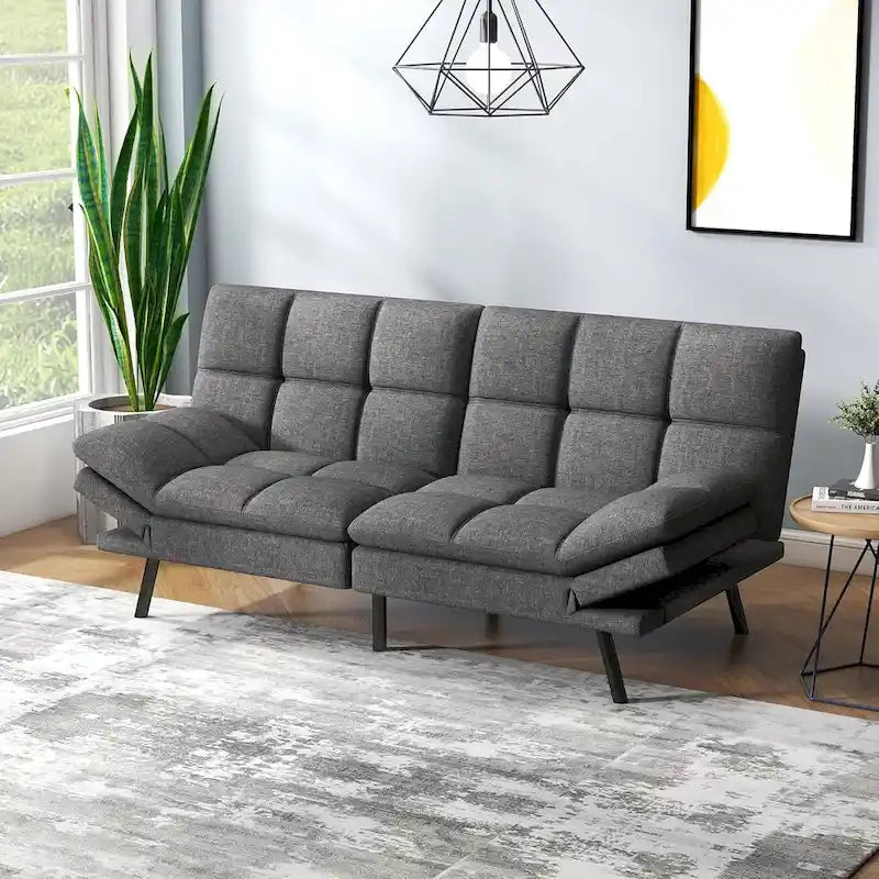Modern Memory Foam Futon with Adjustable Armrests