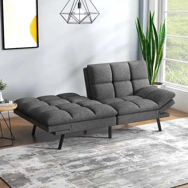 Modern Memory Foam Futon with Adjustable Armrests