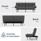 Modern Memory Foam Futon with Adjustable Armrests