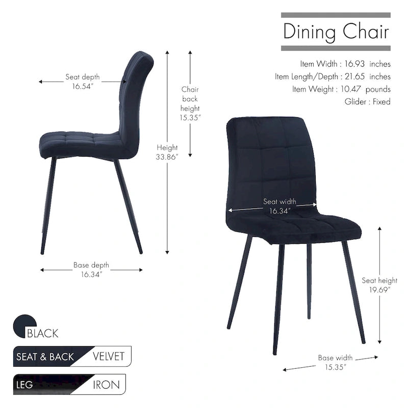 Porthos Home Pacie Velvet Dining Room Chairs (Set of 2)