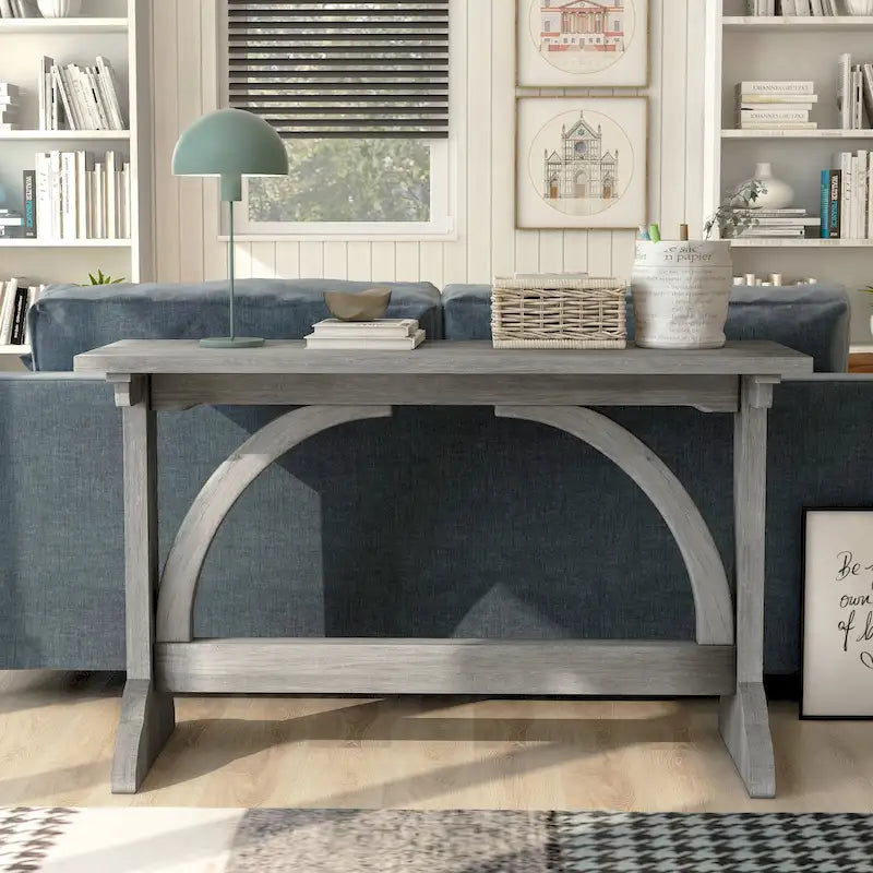 Rustic Oak 47-inch Console Table with Trestle Base