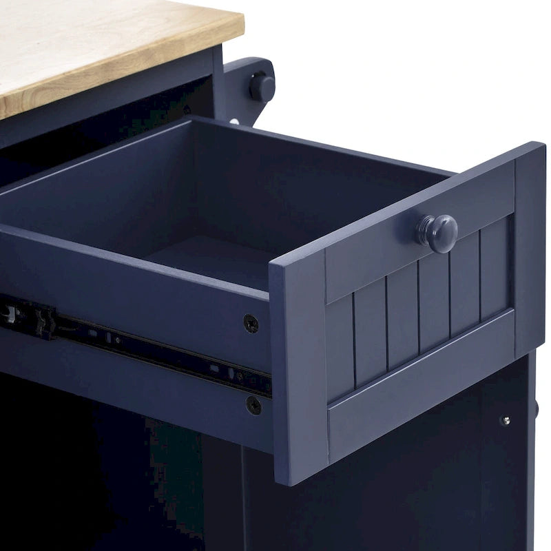 Kitchen Island Cart with Solid Wood Top and Locking Wheels