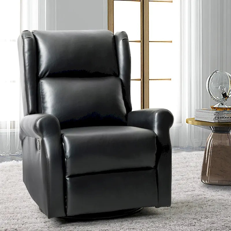 Baksoho Contemporary Faux Leather Swivel Nursery Chair with Metal Base by HULALA HOME