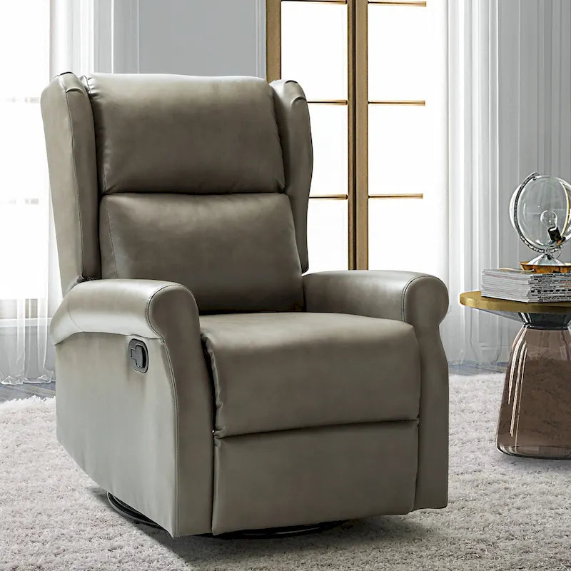 Baksoho Contemporary Faux Leather Swivel Nursery Chair with Metal Base by HULALA HOME