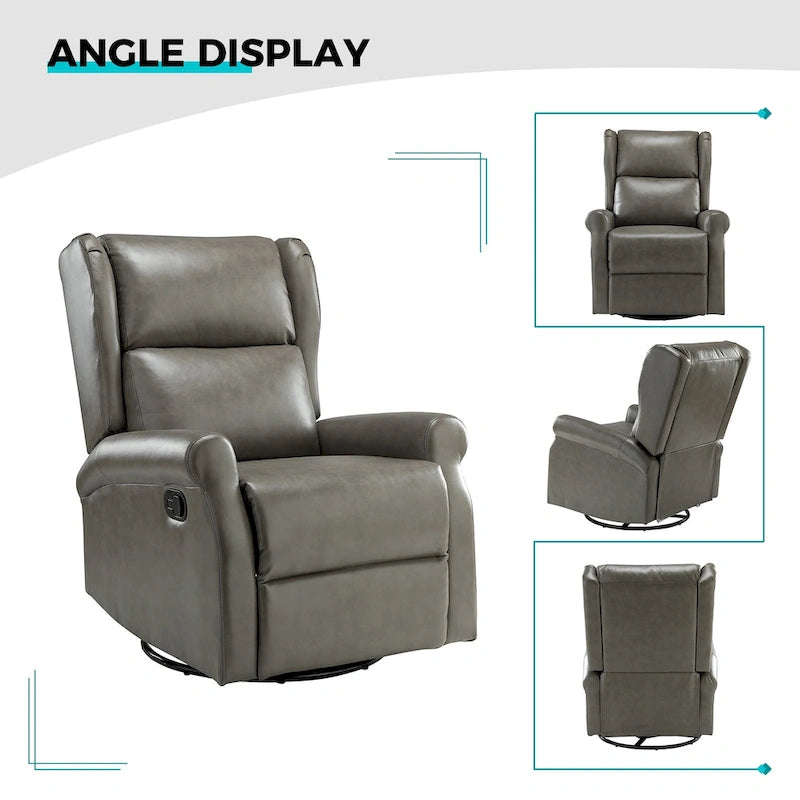 Baksoho Contemporary Faux Leather Swivel Nursery Chair with Metal Base by HULALA HOME