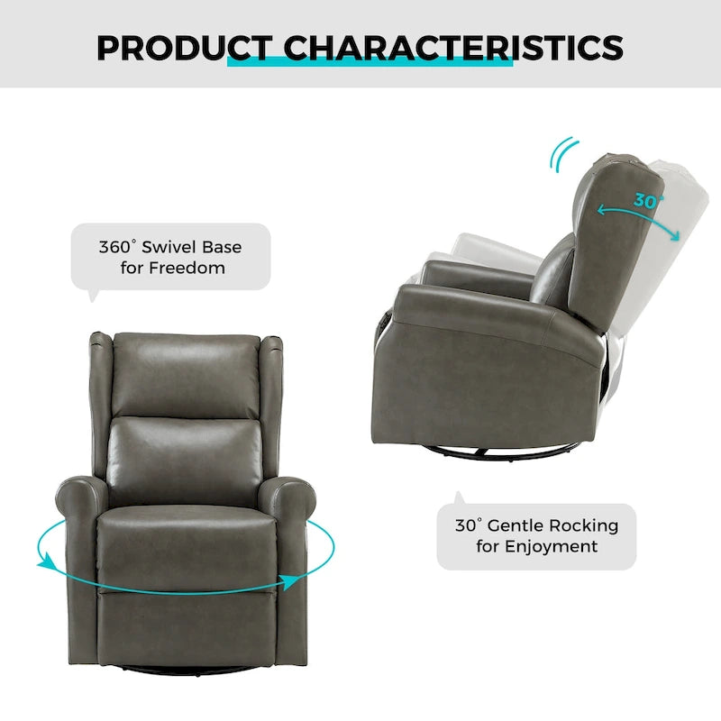 Baksoho Contemporary Faux Leather Swivel Nursery Chair with Metal Base by HULALA HOME