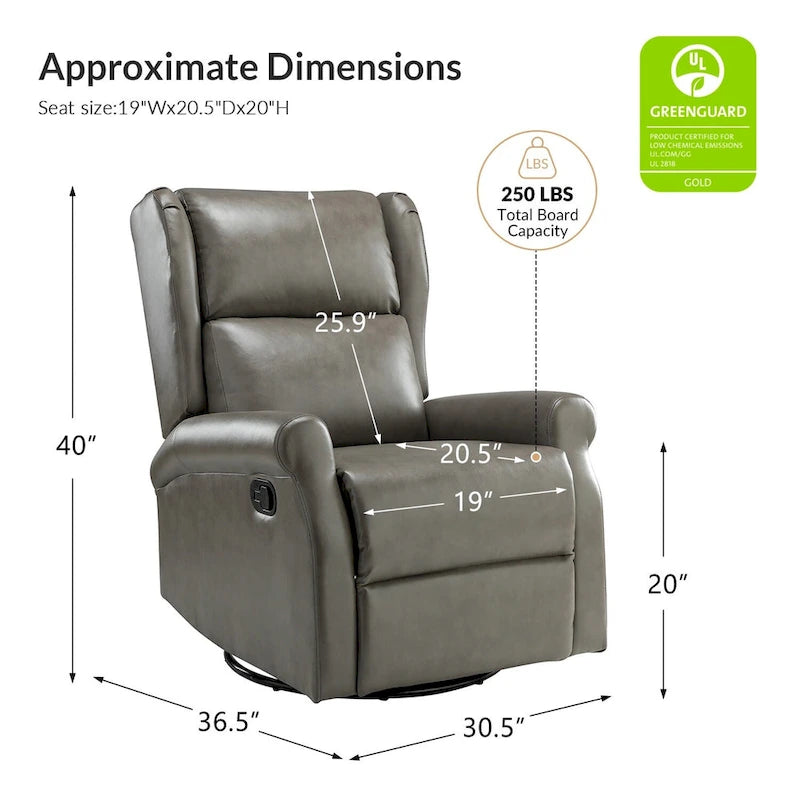 Baksoho Contemporary Faux Leather Swivel Nursery Chair with Metal Base by HULALA HOME