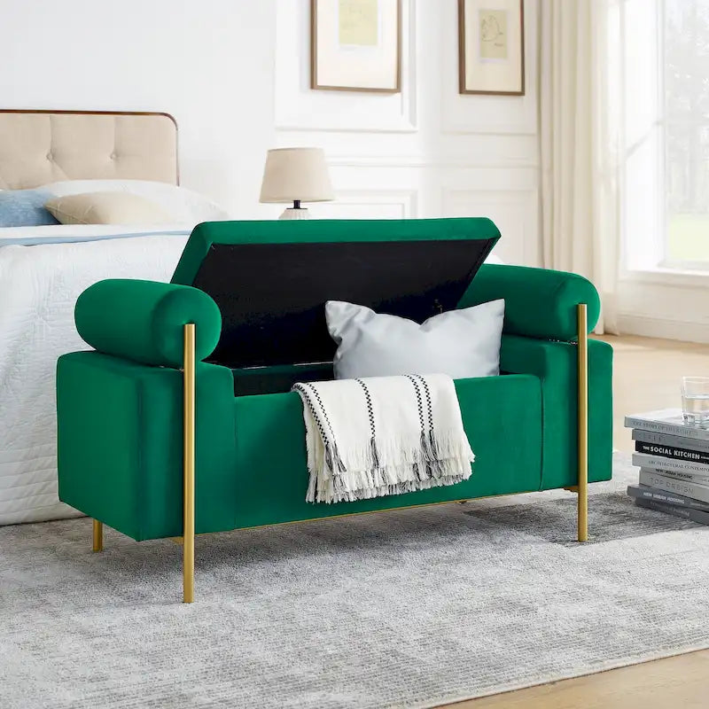 Upholstered Velvet Storage Bench