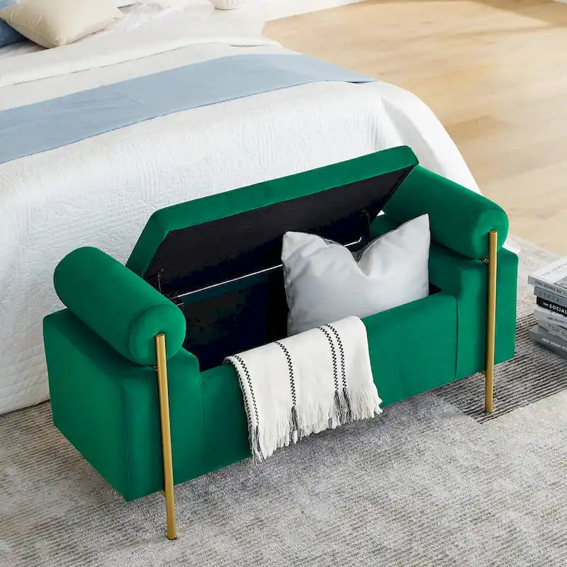 Upholstered Velvet Storage Bench
