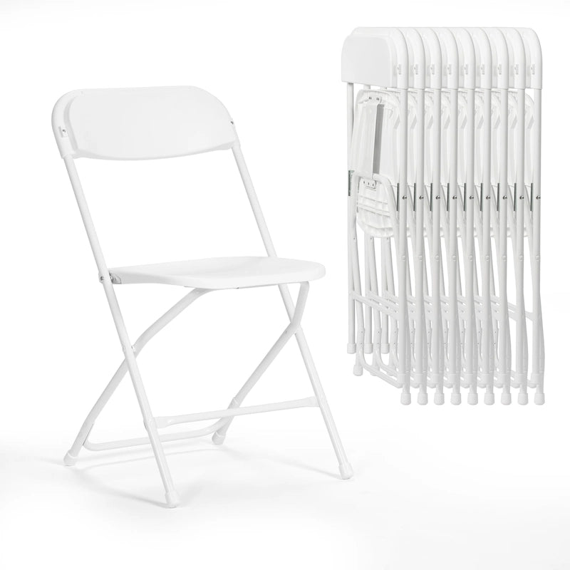 10 Pack Plastic Folding Chair 350lb. Capacity for Events Office Wedding Party Picnic Kitchen Dining