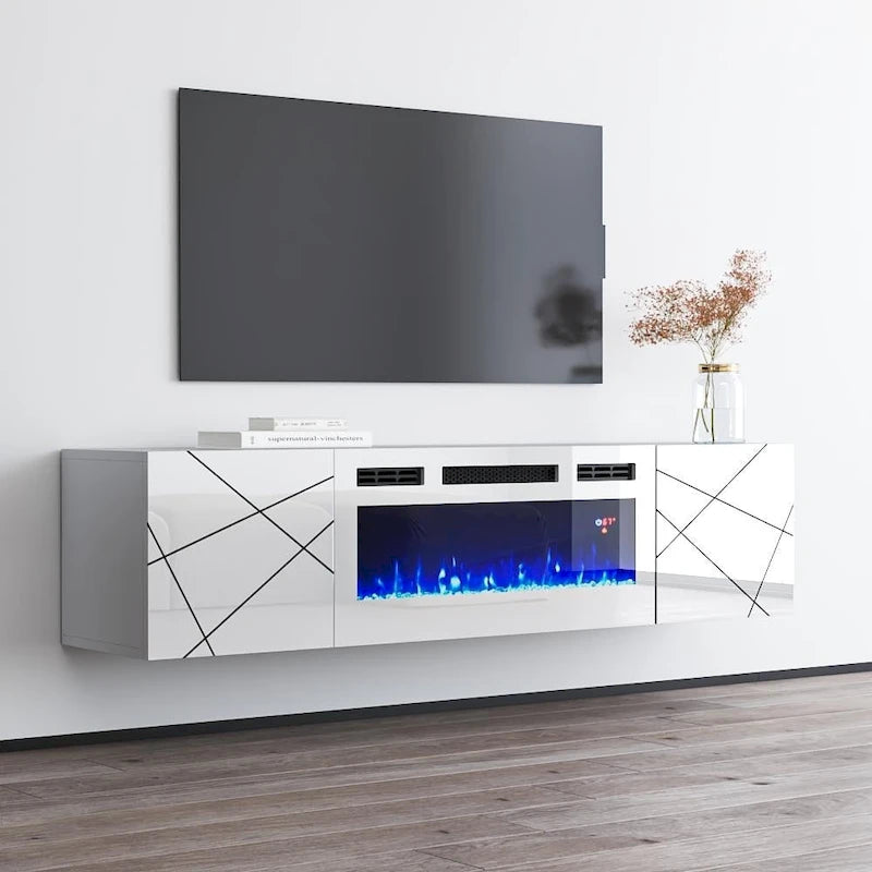 London WH-EF Electric Fireplace 63 TV Stand