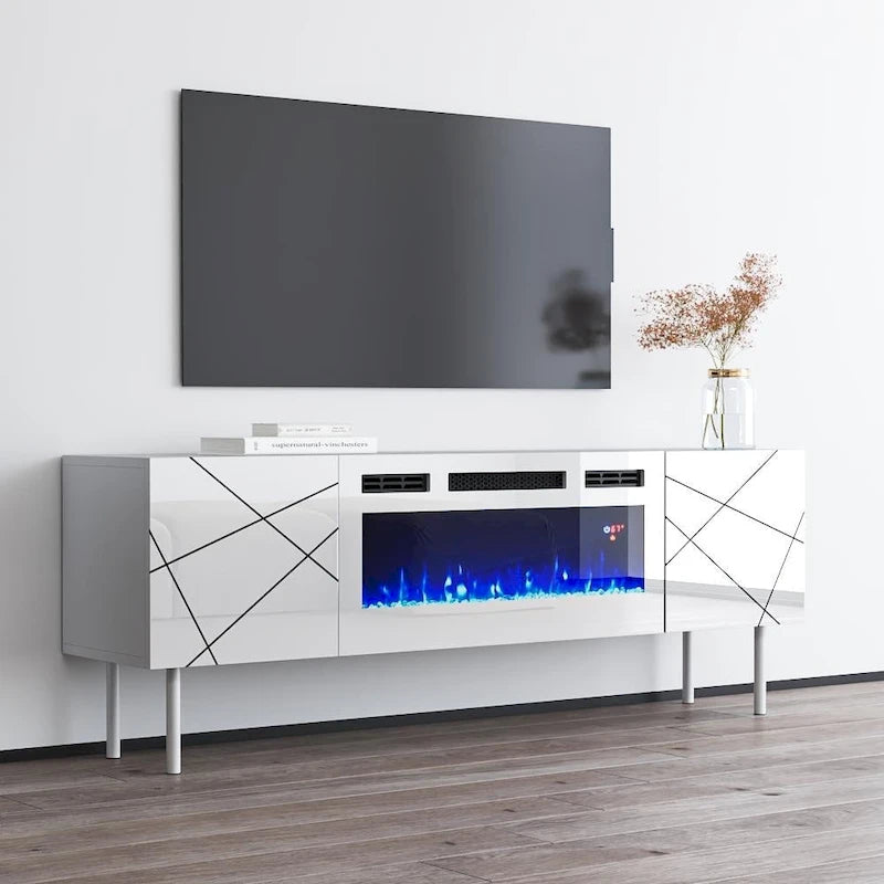 London WH-EF Electric Fireplace 63 TV Stand
