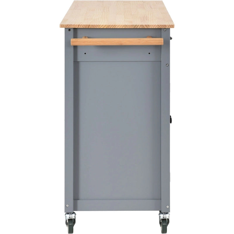 Kitchen Island Cart with Solid Wood Top