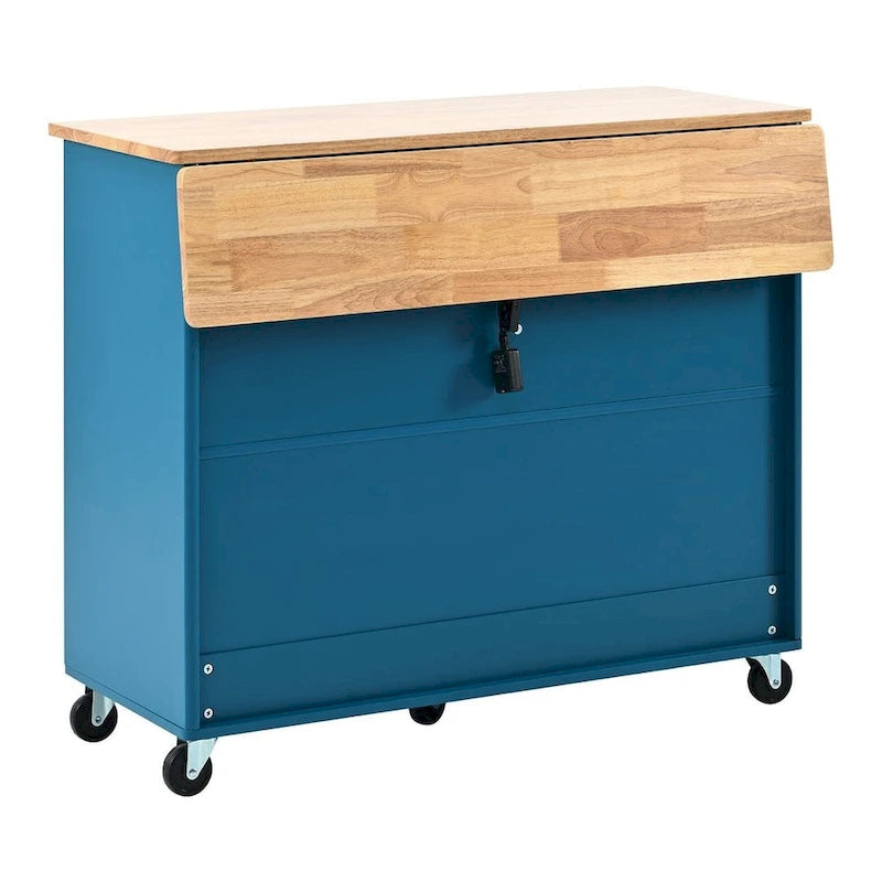 Folding Kitchen Cart with LED Lights
