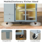 Folding Kitchen Cart with LED Lights