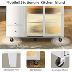 Folding Kitchen Cart with LED Lights