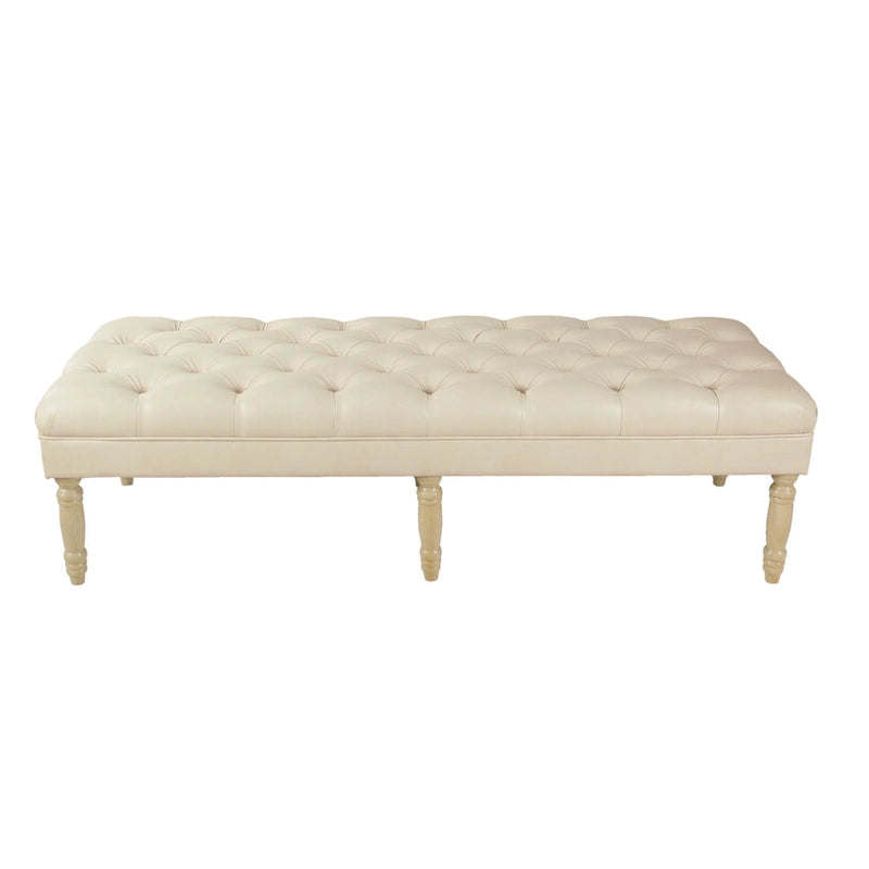 HomePop Classic Tufted Top Long Bench - Faux Leather