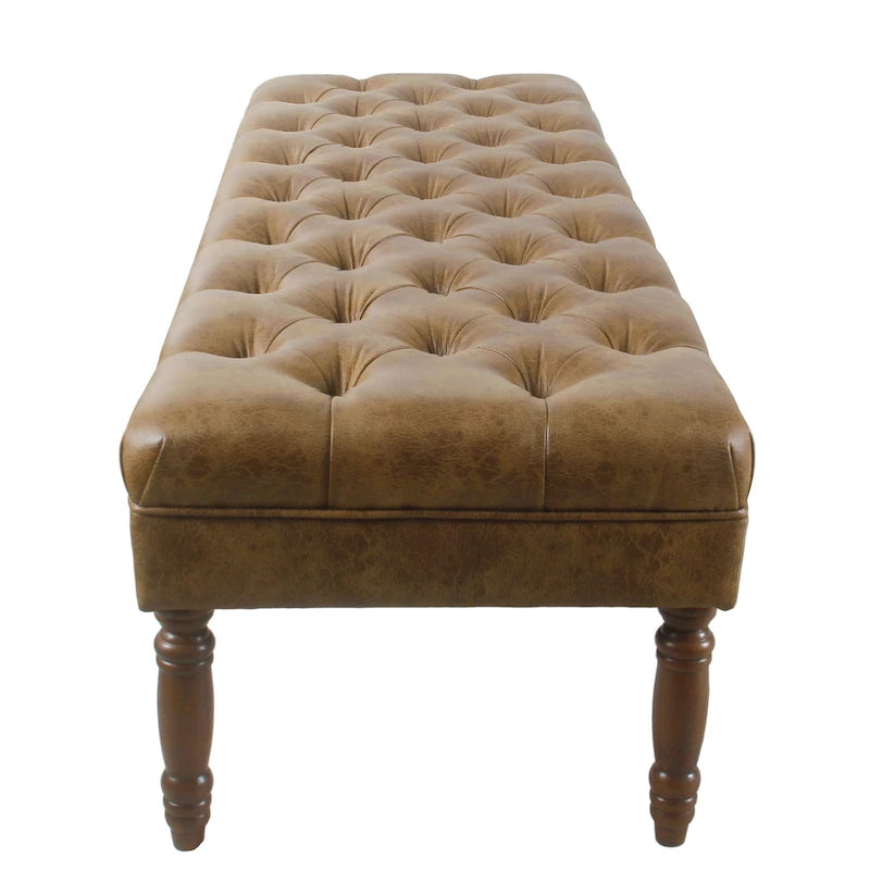 HomePop Classic Tufted Top Long Bench - Faux Leather