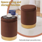 Velvet Storage Ottoman Multipurpose Footrest Stool with Metal Base
