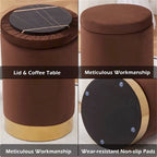 Velvet Storage Ottoman Multipurpose Footrest Stool with Metal Base