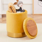 Velvet Storage Ottoman Multipurpose Footrest Stool with Metal Base