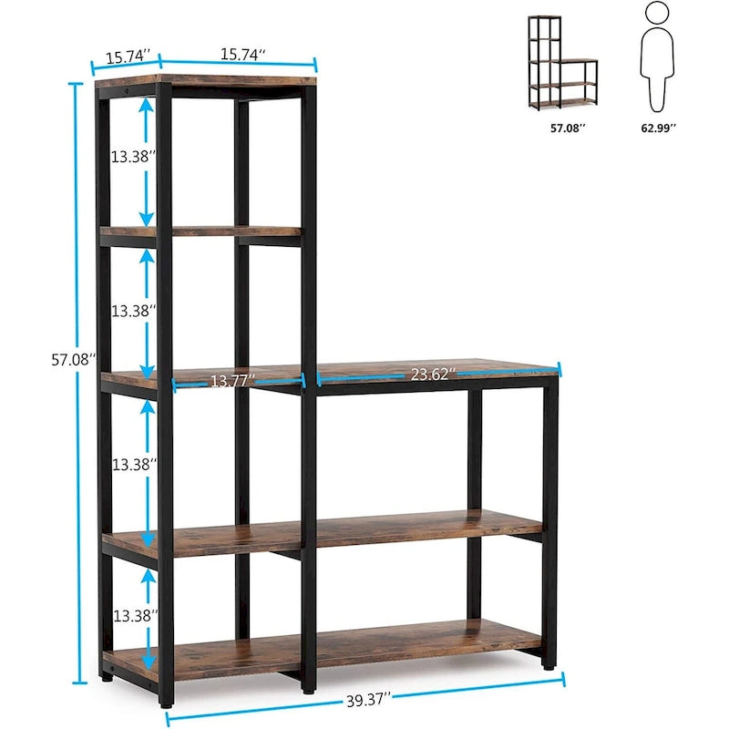 5-Tier L Shaped Kitchen Bakers Rack with Storage Shelf